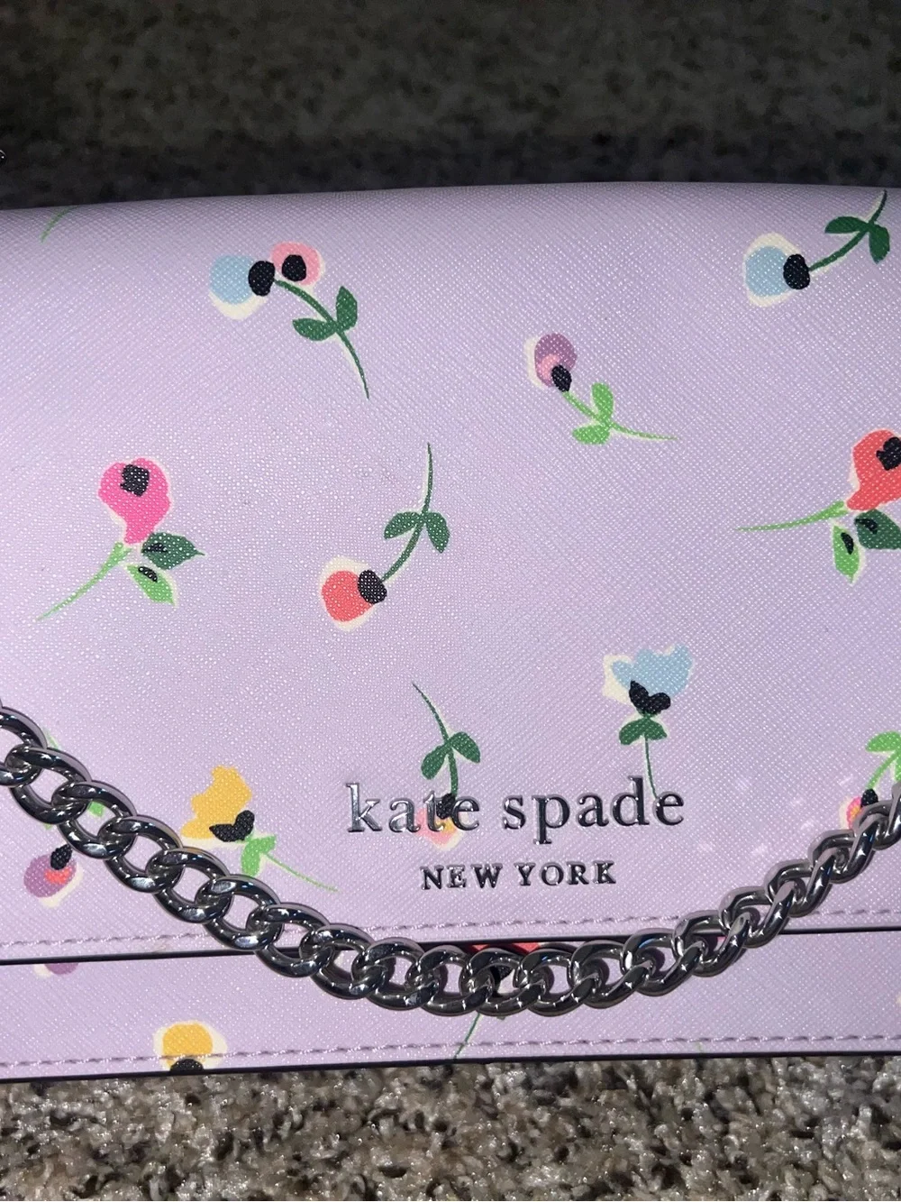 Kate Spade New York Lavender Floral Chain Crossbody Bag